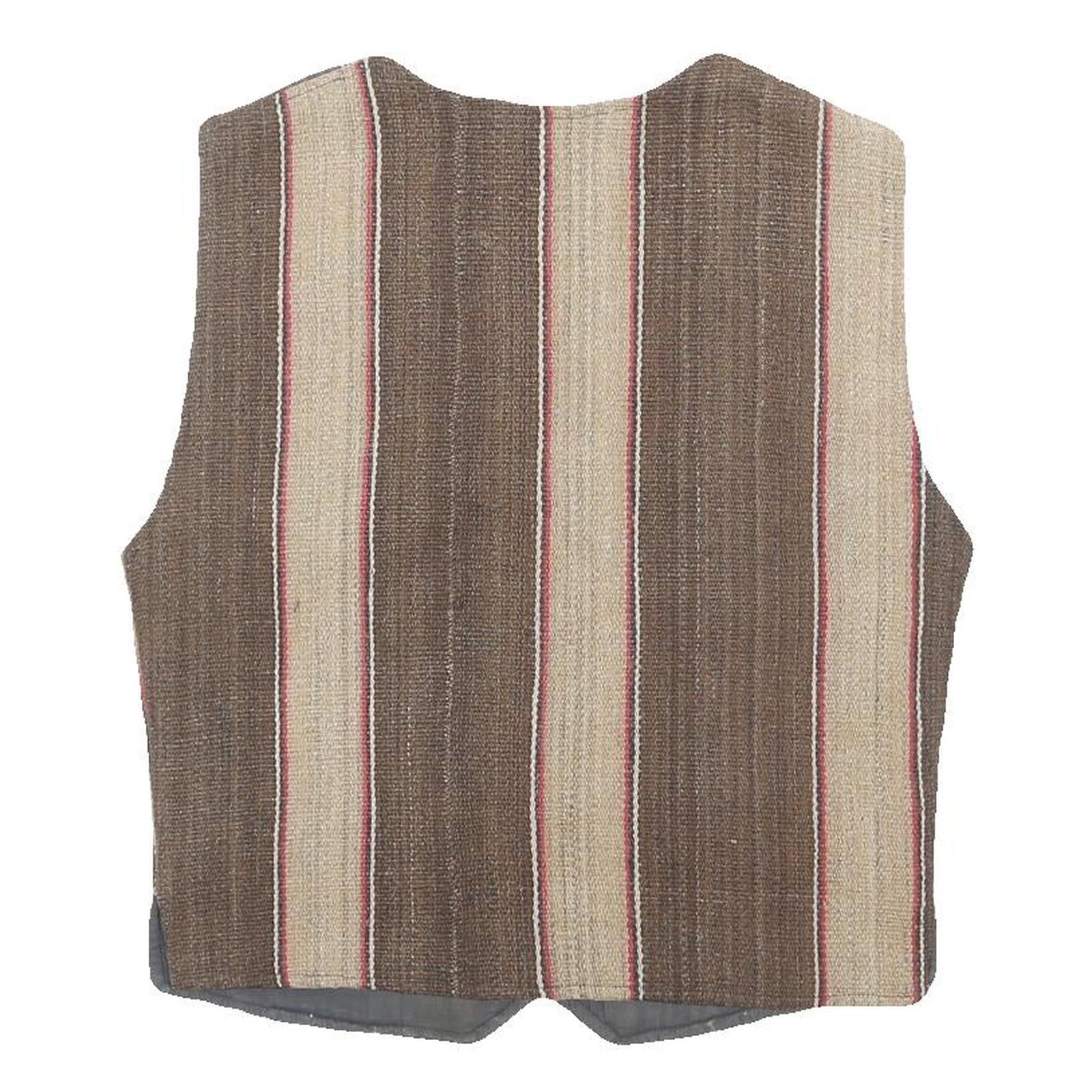 Mens Brown & Beige Striped Button Jacket S Woven Classic Casual