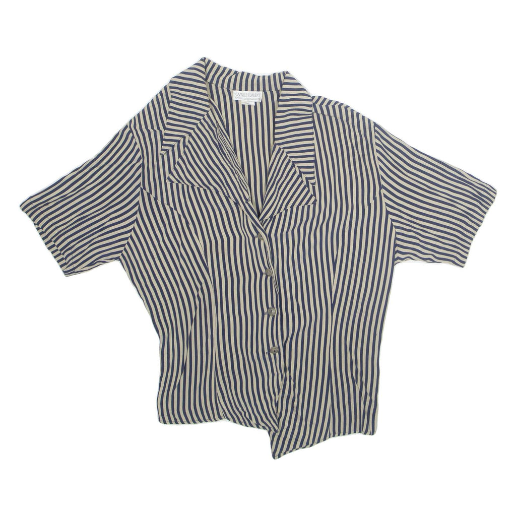 CAMILLE CLAUDEL Womens Printed Shirt Beige Collared Striped L