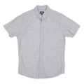 LEE Mens Grey Button-Down Short Sleeve Shirt S Cotton Blend Casual Summer