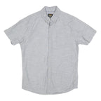LEE Mens Grey Button-Down Short Sleeve Shirt S Cotton Blend Casual Summer
