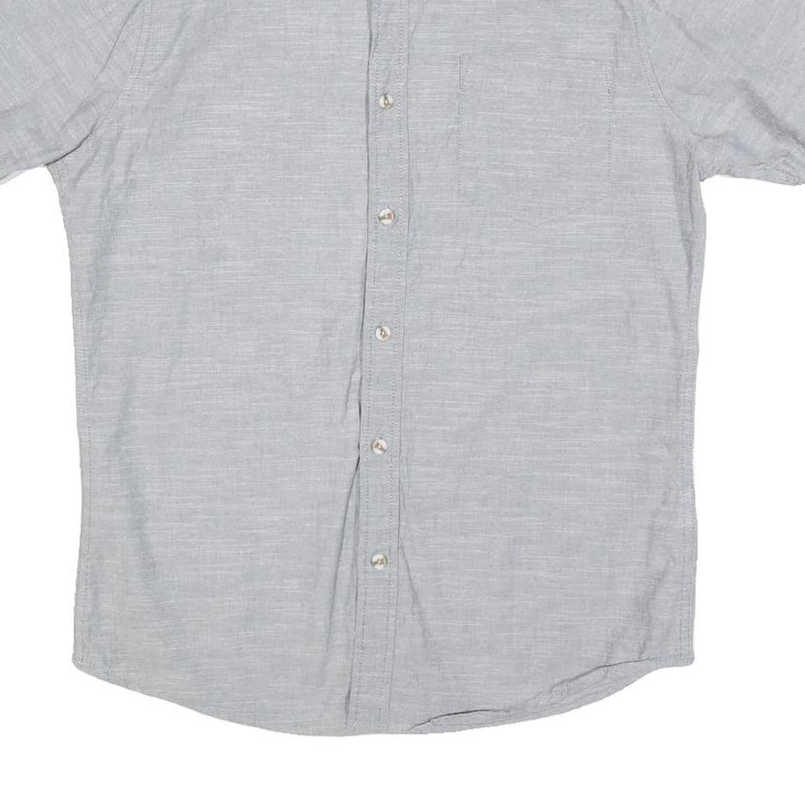 LEE Mens Grey Button-Down Short Sleeve Shirt S Cotton Blend Casual Summer