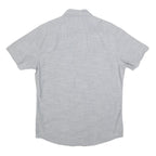 LEE Mens Grey Button-Down Short Sleeve Shirt S Cotton Blend Casual Summer