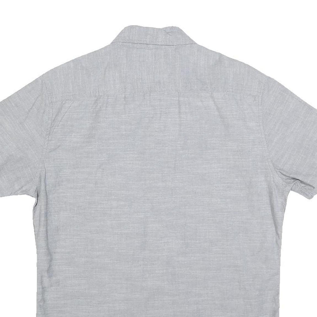 LEE Mens Grey Button-Down Short Sleeve Shirt S Cotton Blend Casual Summer