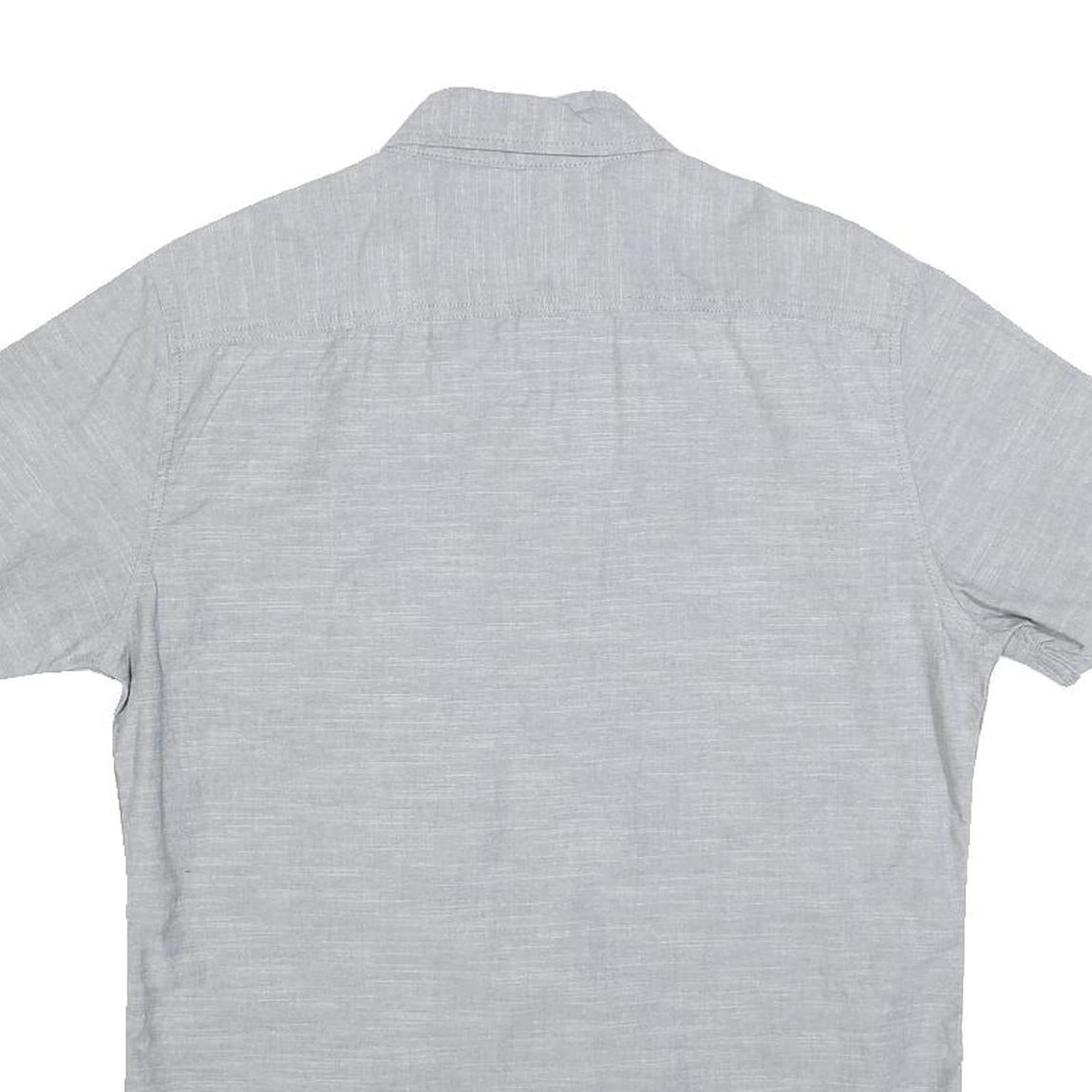 LEE Mens Grey Button-Down Short Sleeve Shirt S Cotton Blend Casual Summer