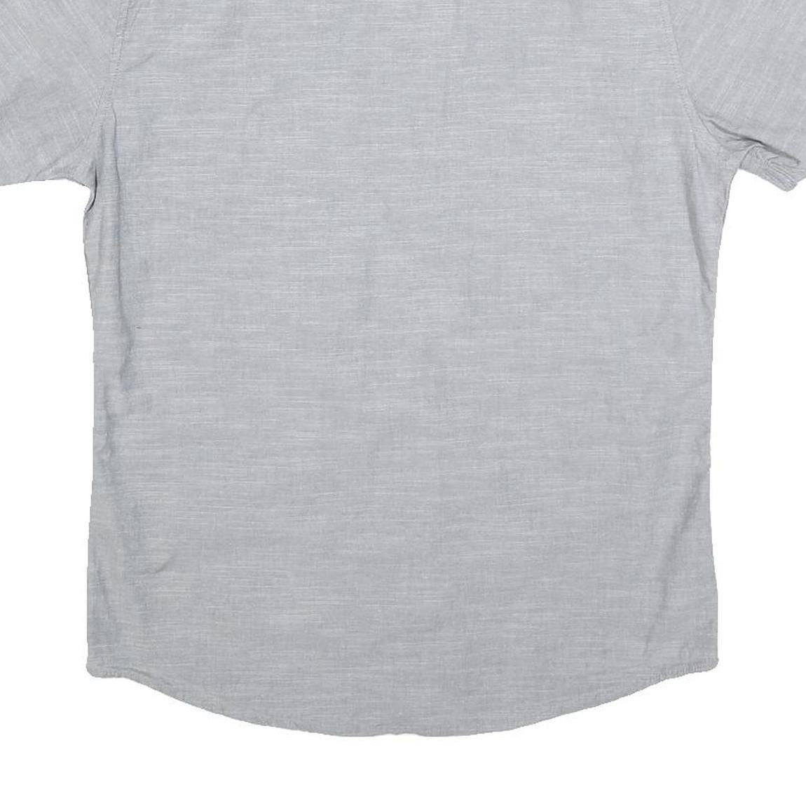 LEE Mens Grey Button-Down Short Sleeve Shirt S Cotton Blend Casual Summer