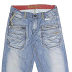 MONOPOL Mens Cotton Blue Denim Casual Shorts L W32 Zip Pockets Relaxed Fit
