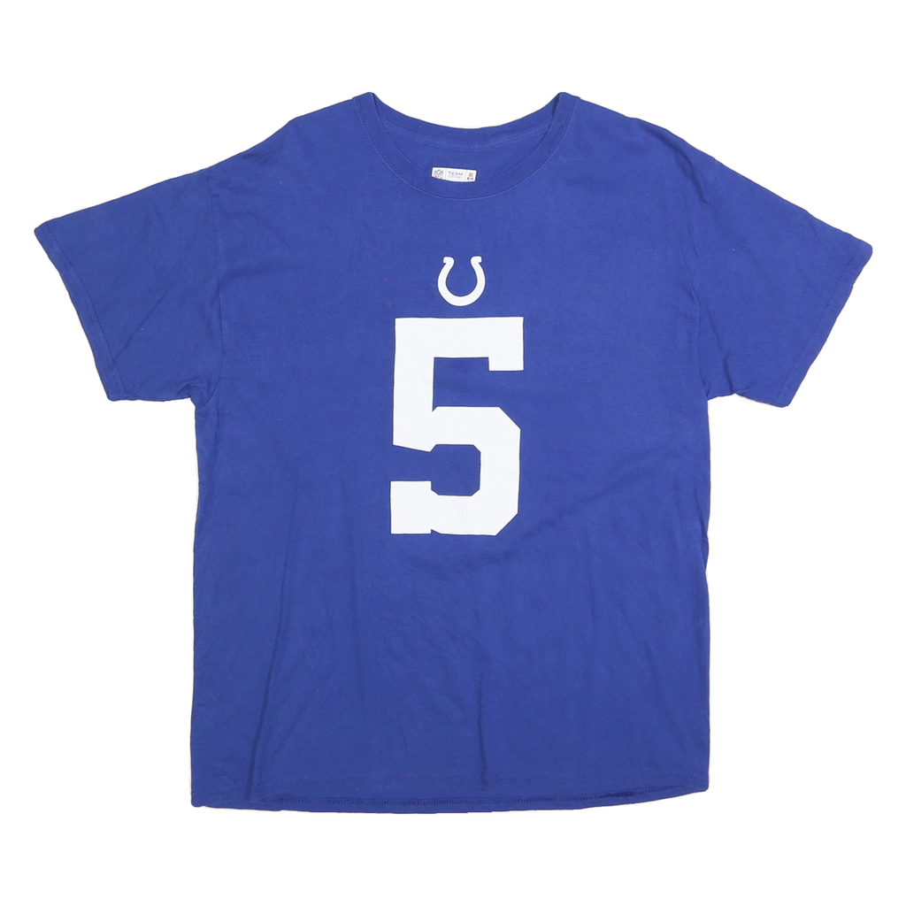 NFL Mens Blue Richardson 5 Graphic T-Shirt L Short Sleeve Crew Neck