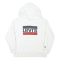 LEVI'S Mens White Hoodie M Cotton Blend Pullover Hooded Sweatshirt
