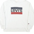 LEVI'S Mens White Hoodie M Cotton Blend Pullover Hooded Sweatshirt