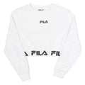 FILA Womens White Crew Neck UK 6 Cropped Sweatshirt Logo Band Bottom