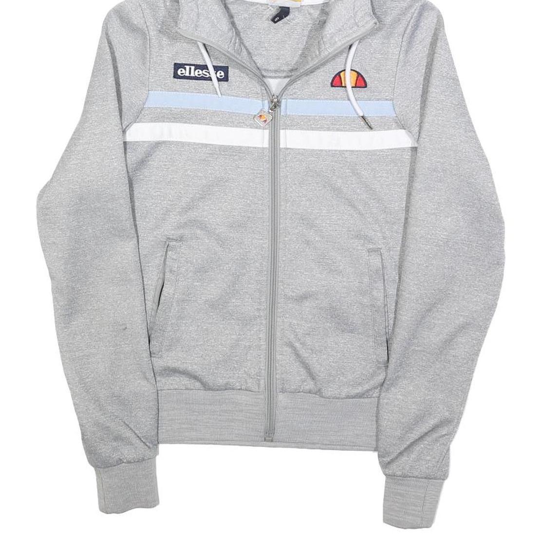 ELLESSE Womens Grey Hooded Full Zip Hoodie UK 6 Cotton Blend Casual Sports