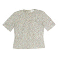 MINEL FIRE Womens Cream Printed Top Short Sleeve Round Neck M Lightweight