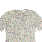 MINEL FIRE Womens Cream Printed Top Short Sleeve Round Neck M Lightweight