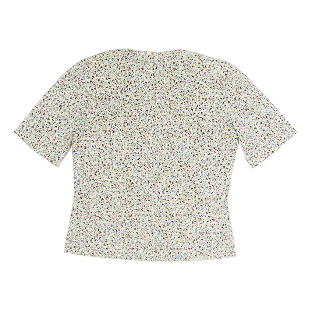 MINEL FIRE Womens Cream Printed Top Short Sleeve Round Neck M Lightweight