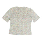 MINEL FIRE Womens Cream Printed Top Short Sleeve Round Neck M Lightweight
