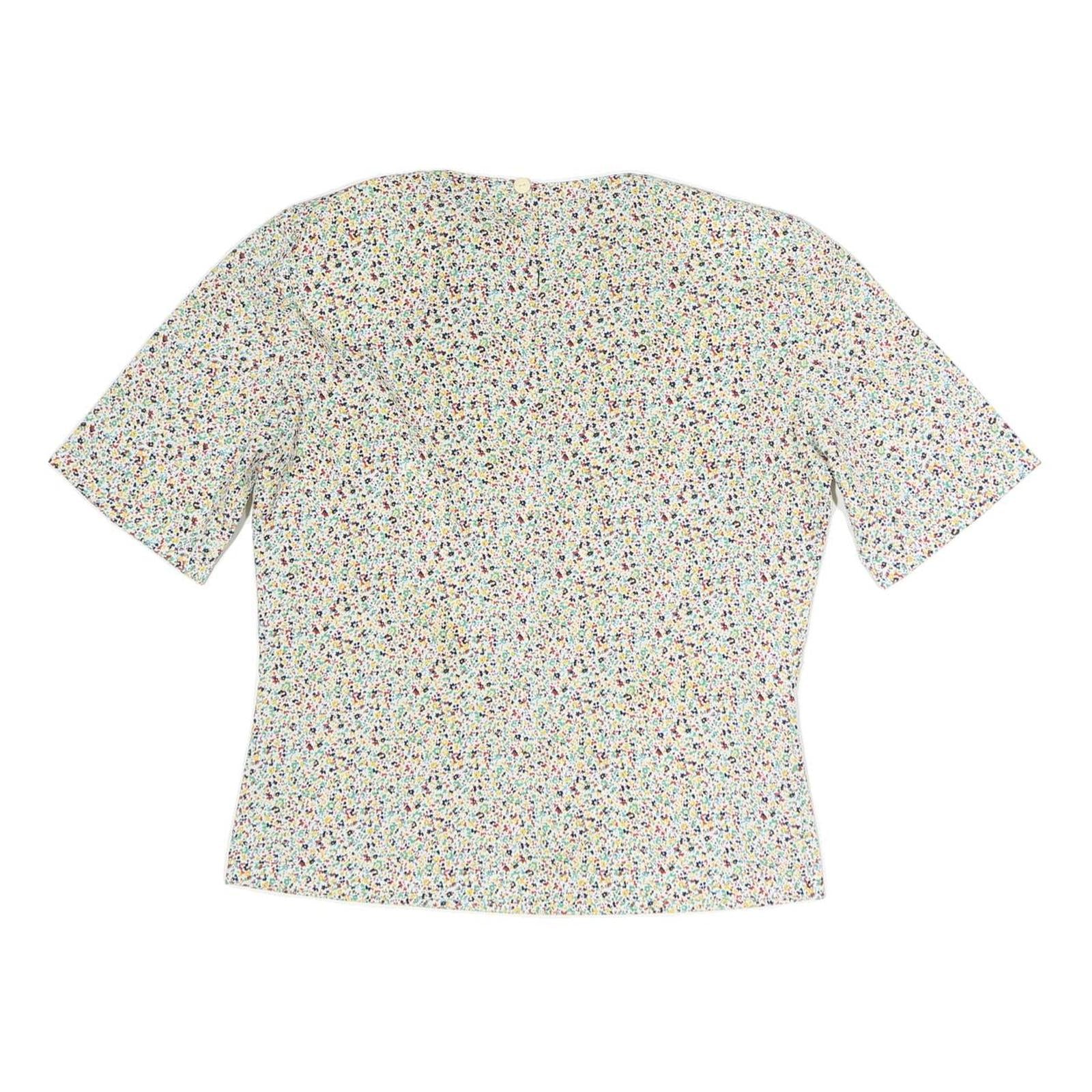 MINEL FIRE Womens Cream Printed Top Short Sleeve Round Neck M Lightweight