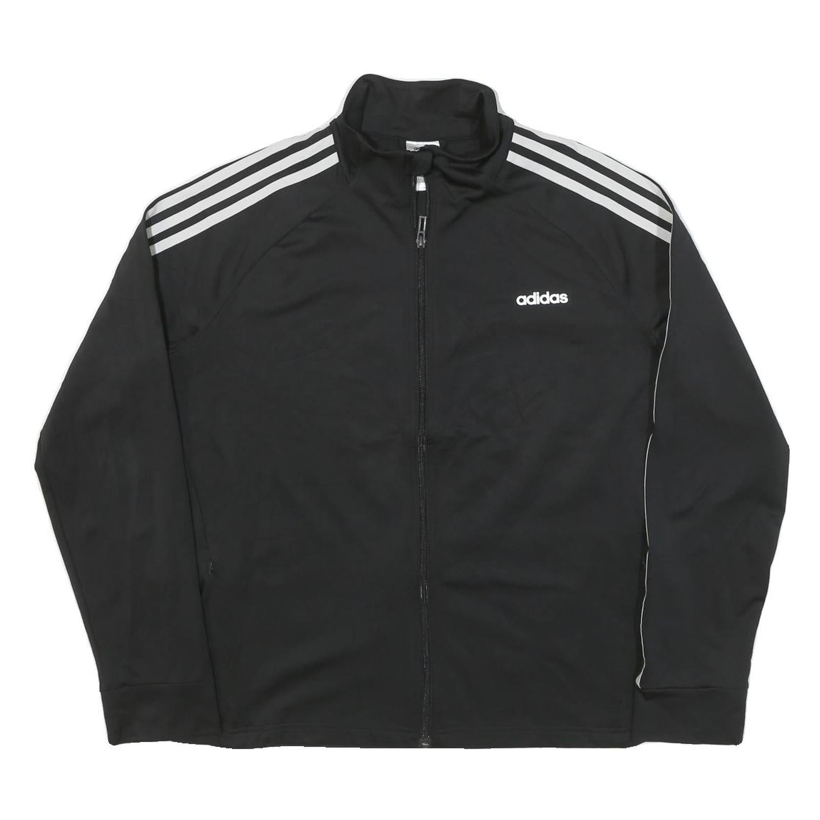 ADIDAS Womens Black & White Track Jacket XL Polyester Blend Zip Casual