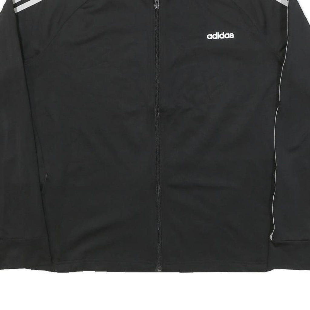 ADIDAS Womens Black & White Track Jacket XL Polyester Blend Zip Casual