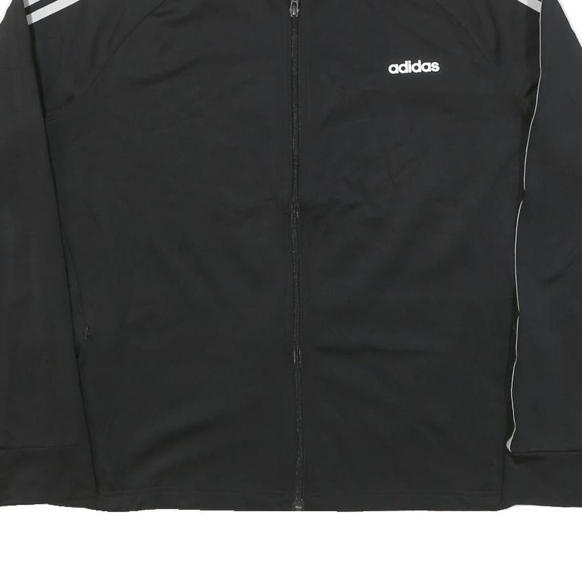 ADIDAS Womens Black & White Track Jacket XL Polyester Blend Zip Casual