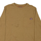 WRANGLER Mens Beige Modern T-Shirt S Long Sleeve Crew Neck Chest Pocket Button