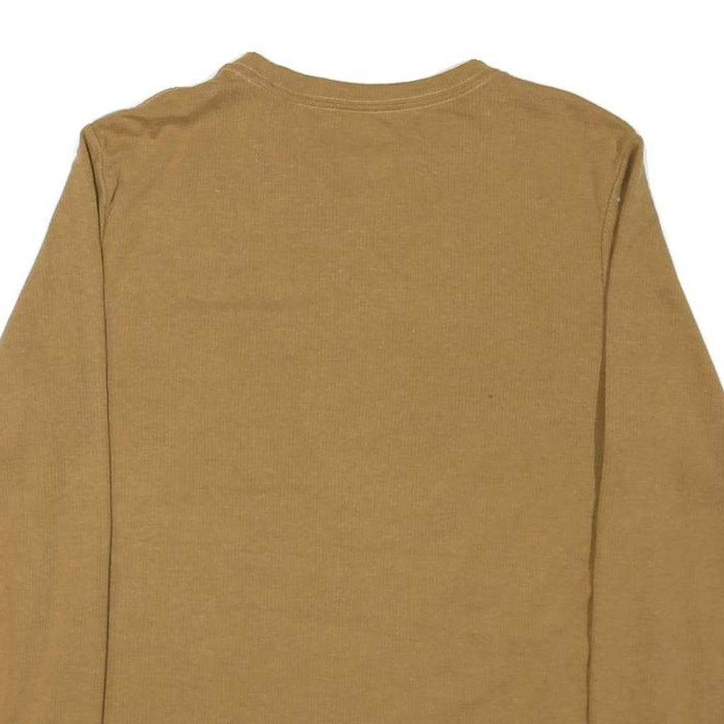 WRANGLER Mens Beige Modern T-Shirt S Long Sleeve Crew Neck Chest Pocket Button