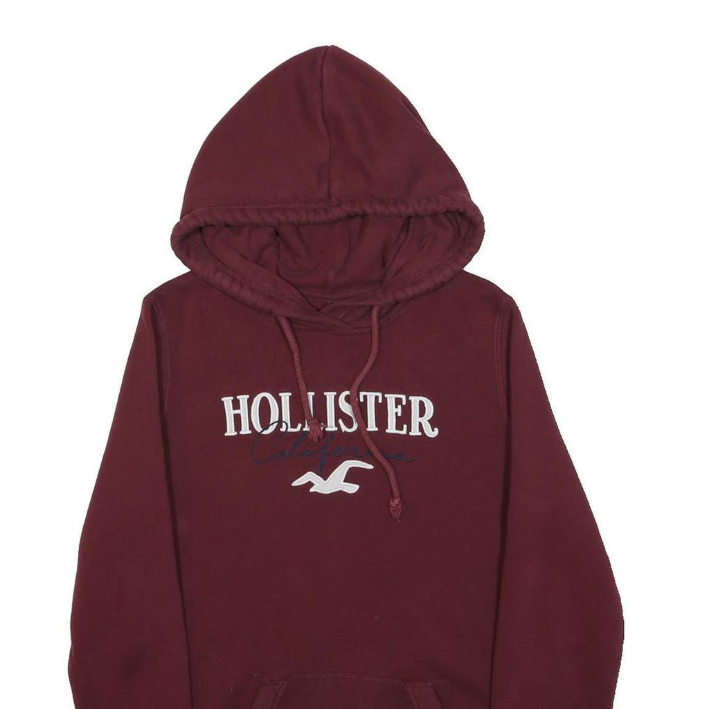 HOLLISTER Mens Maroon Hoodie S Cotton Blend Pullover Casual Hooded Sweatshirt