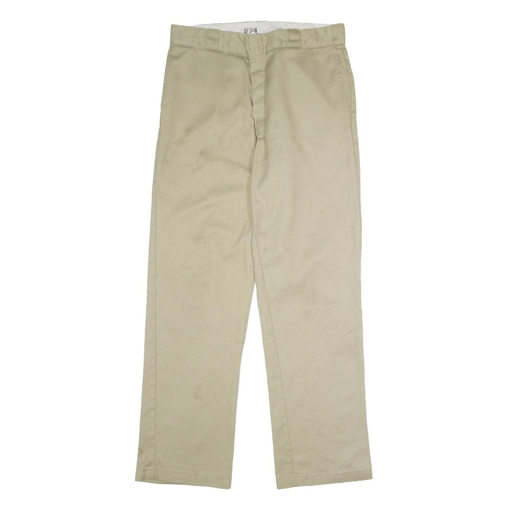 DICKIES Mens Beige Classic Straight Trousers W34 L34 Workwear Zip Closure