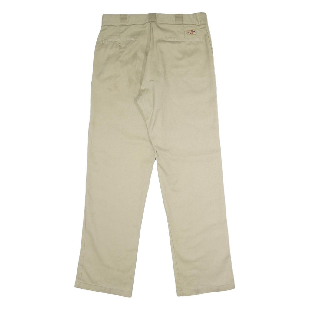 DICKIES Mens Beige Classic Straight Trousers W34 L34 Workwear Zip Closure