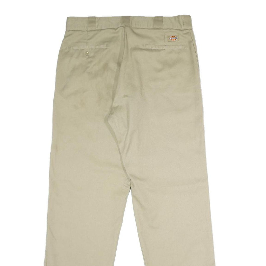 DICKIES Mens Beige Classic Straight Trousers W34 L34 Workwear Zip Closure