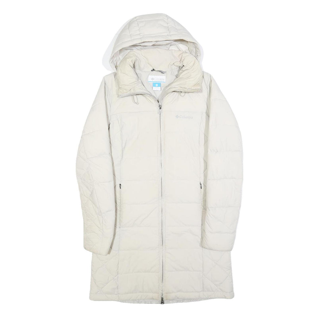 COLUMBIA Womens White Quilted Long Sleeve Zip Jacket S Polyester Warm Outdoor