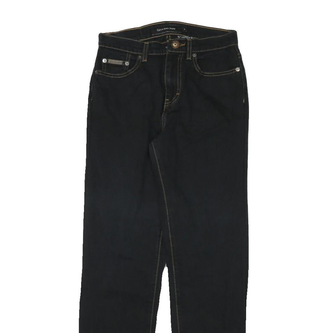 CALVIN KLEIN JEANS Womens Black Regular Straight Denim Jeans W26 L29 Zip Cotton