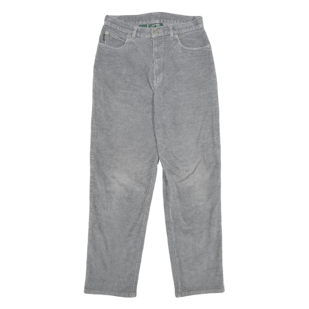 LAUREN RALPH LAUREN Womens Grey Cotton Blend Regular Straight Trousers W28 L29
