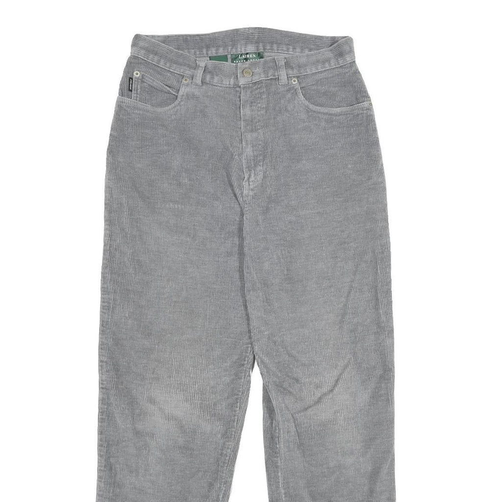 LAUREN RALPH LAUREN Womens Grey Cotton Blend Regular Straight Trousers W28 L29