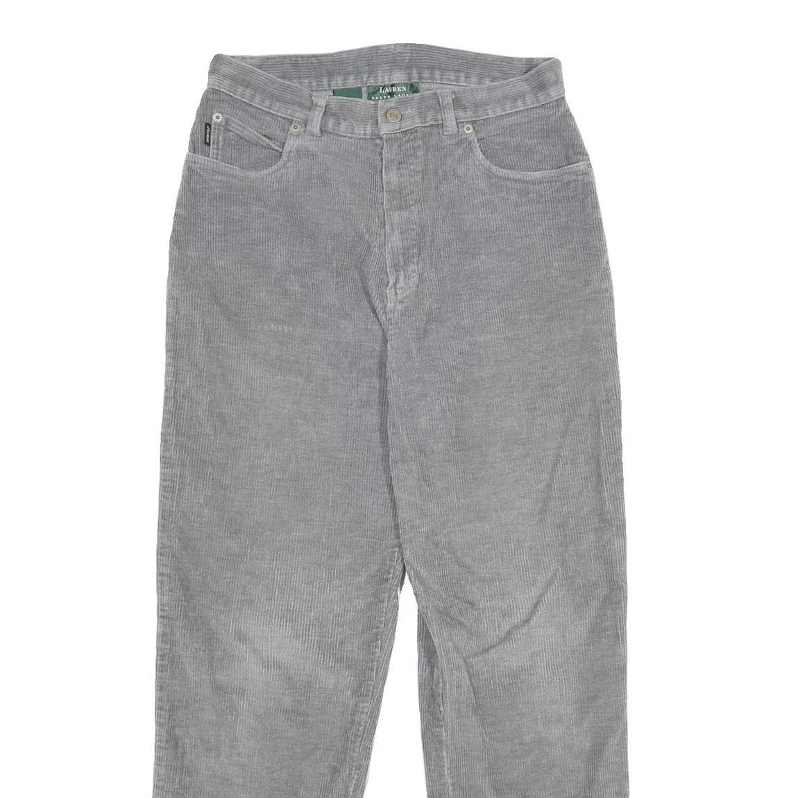 LAUREN RALPH LAUREN Womens Grey Cotton Blend Regular Straight Trousers W28 L29