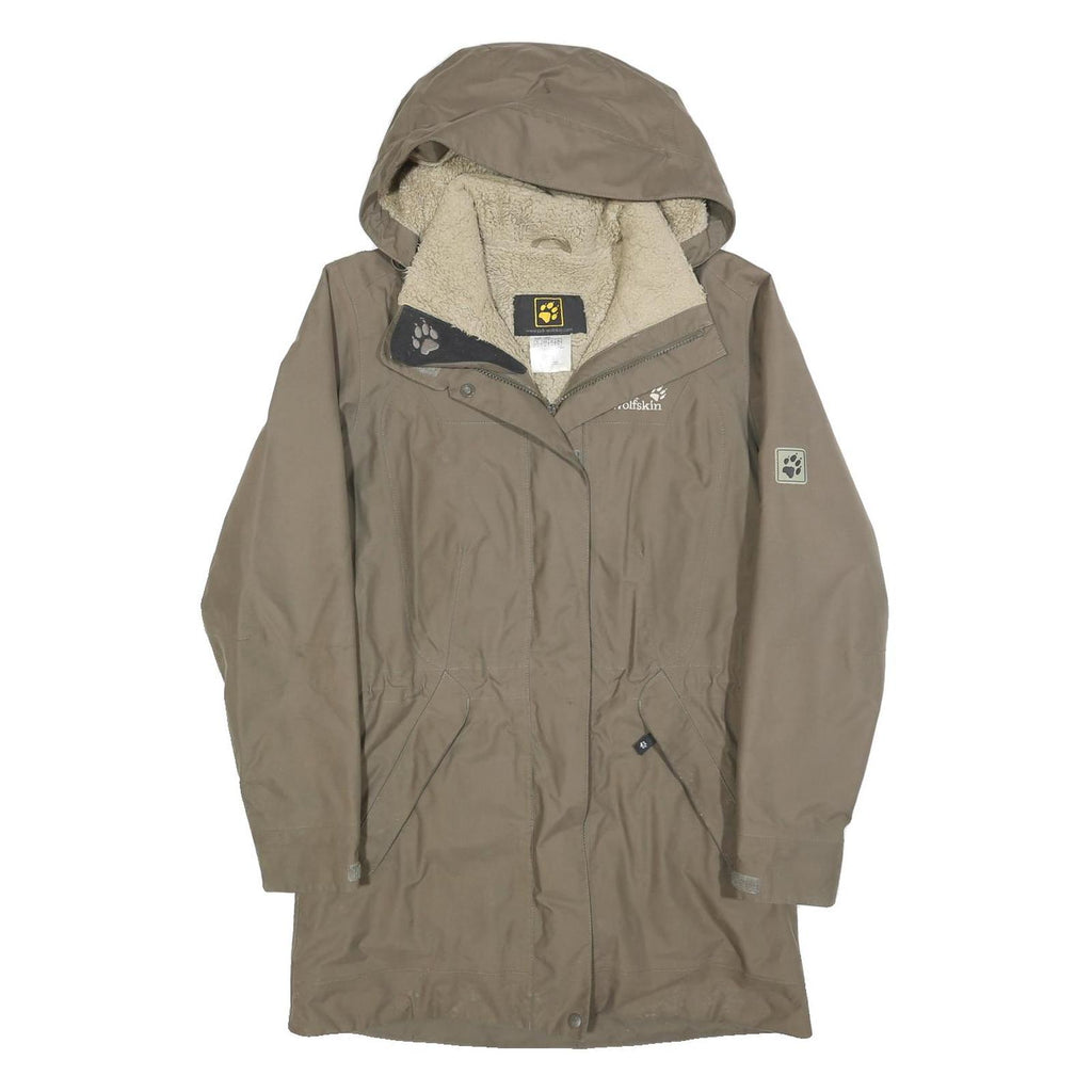 JACK WOLFSKIN Womens Beige Outdoor Jacket UK 10 Polyester Blend Plain Zip Hooded