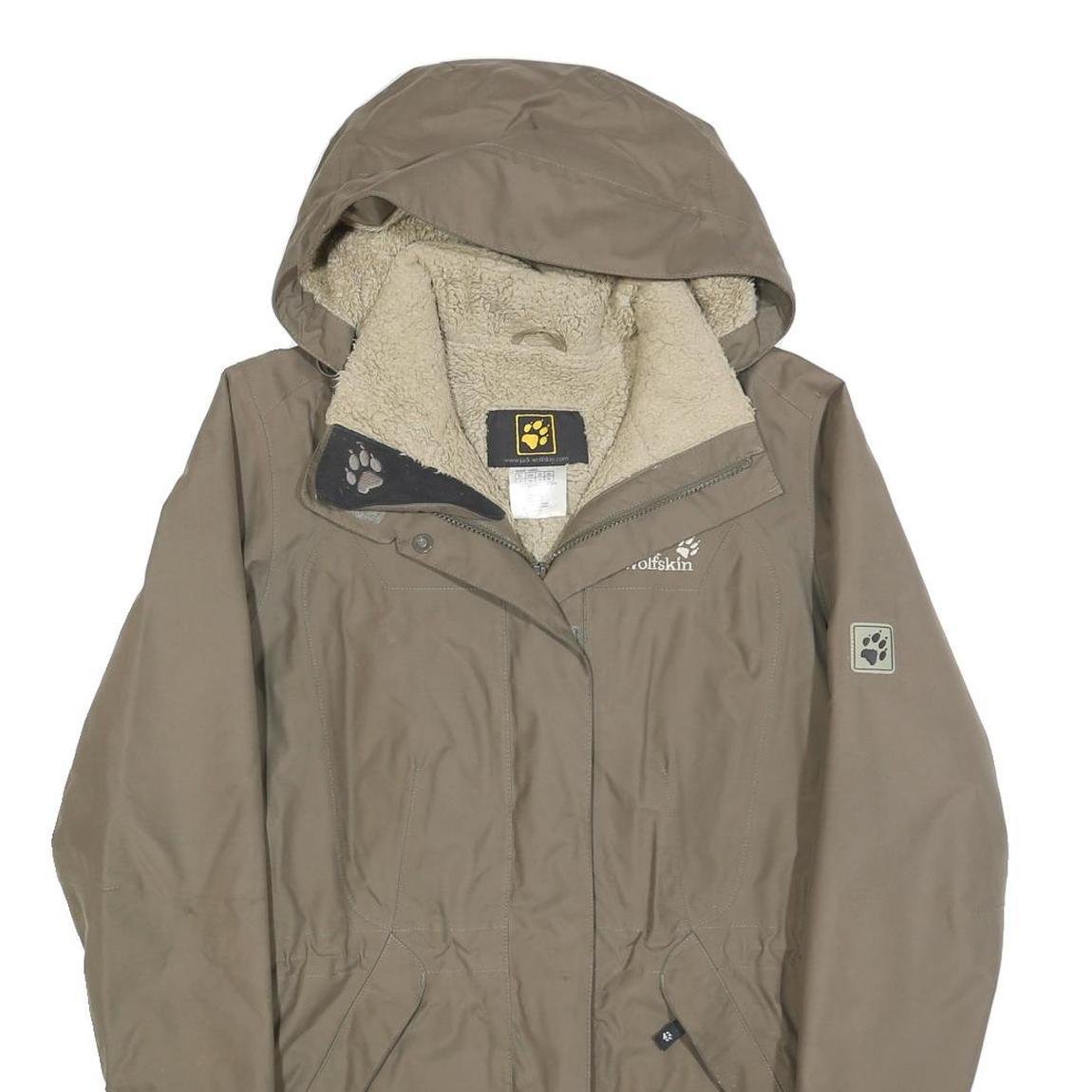 JACK WOLFSKIN Womens Beige Outdoor Jacket UK 10 Polyester Blend Plain Zip Hooded