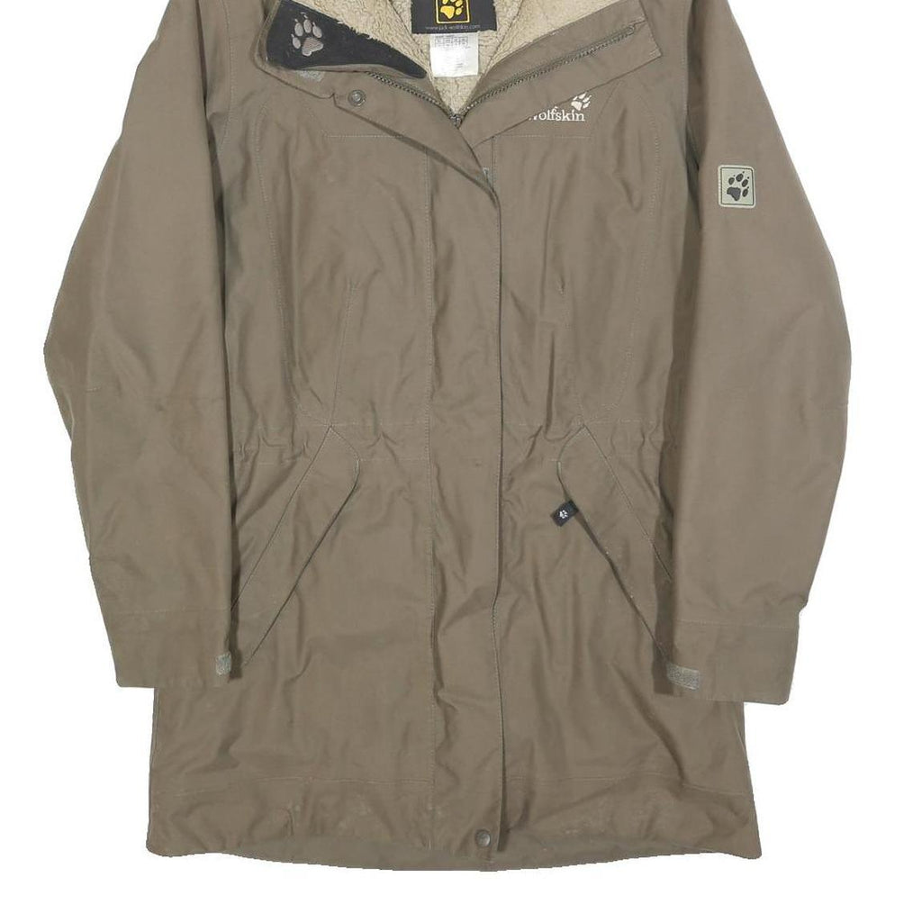 JACK WOLFSKIN Womens Beige Outdoor Jacket UK 10 Polyester Blend Plain Zip Hooded