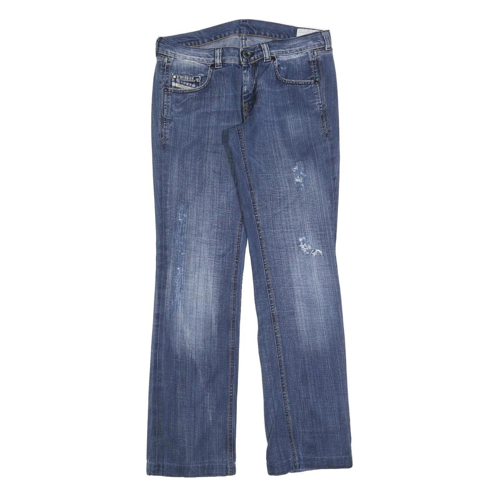 DIESEL Womens Regular Fit Blue Denim Jeans W28 L32 Faded Distressed Style