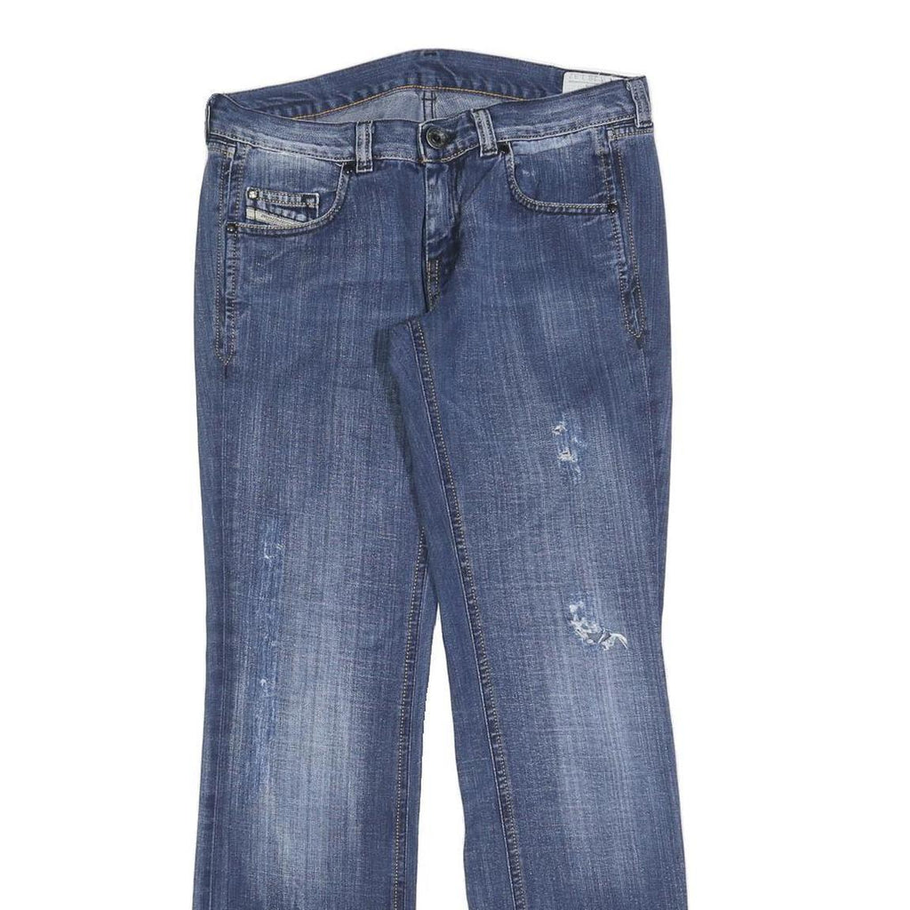 DIESEL Womens Regular Fit Blue Denim Jeans W28 L32 Faded Distressed Style