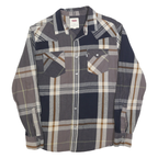 LEVI'S Mens Blue Brown Grey Checked Shirt M Cotton Blend Casual Long Sleeve