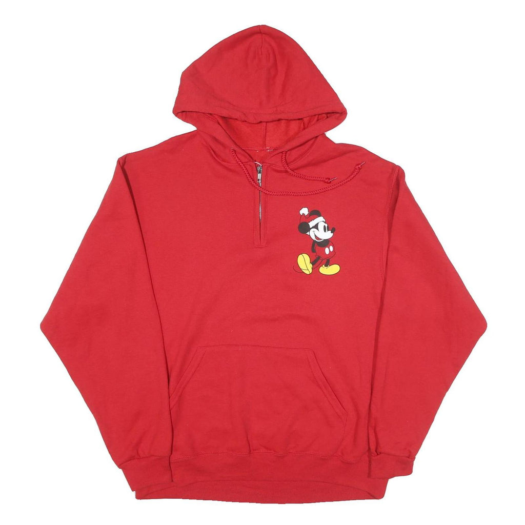 DISNEY Mens Red Mickey Mouse Hoodie L Cotton Blend Pullover