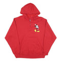 DISNEY Mens Red Mickey Mouse Hoodie L Cotton Blend Pullover