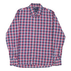 TOMMY HILFIGER Mens Red & Blue Check Shirt M Button Down Cotton Blend Casual