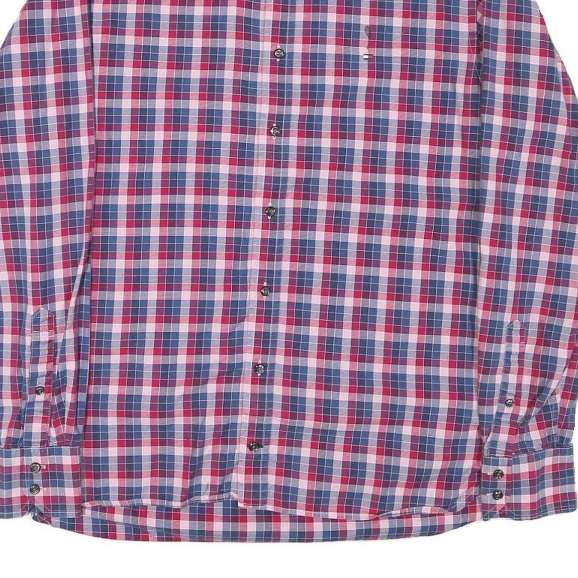 TOMMY HILFIGER Mens Red & Blue Check Shirt M Button Down Cotton Blend Casual