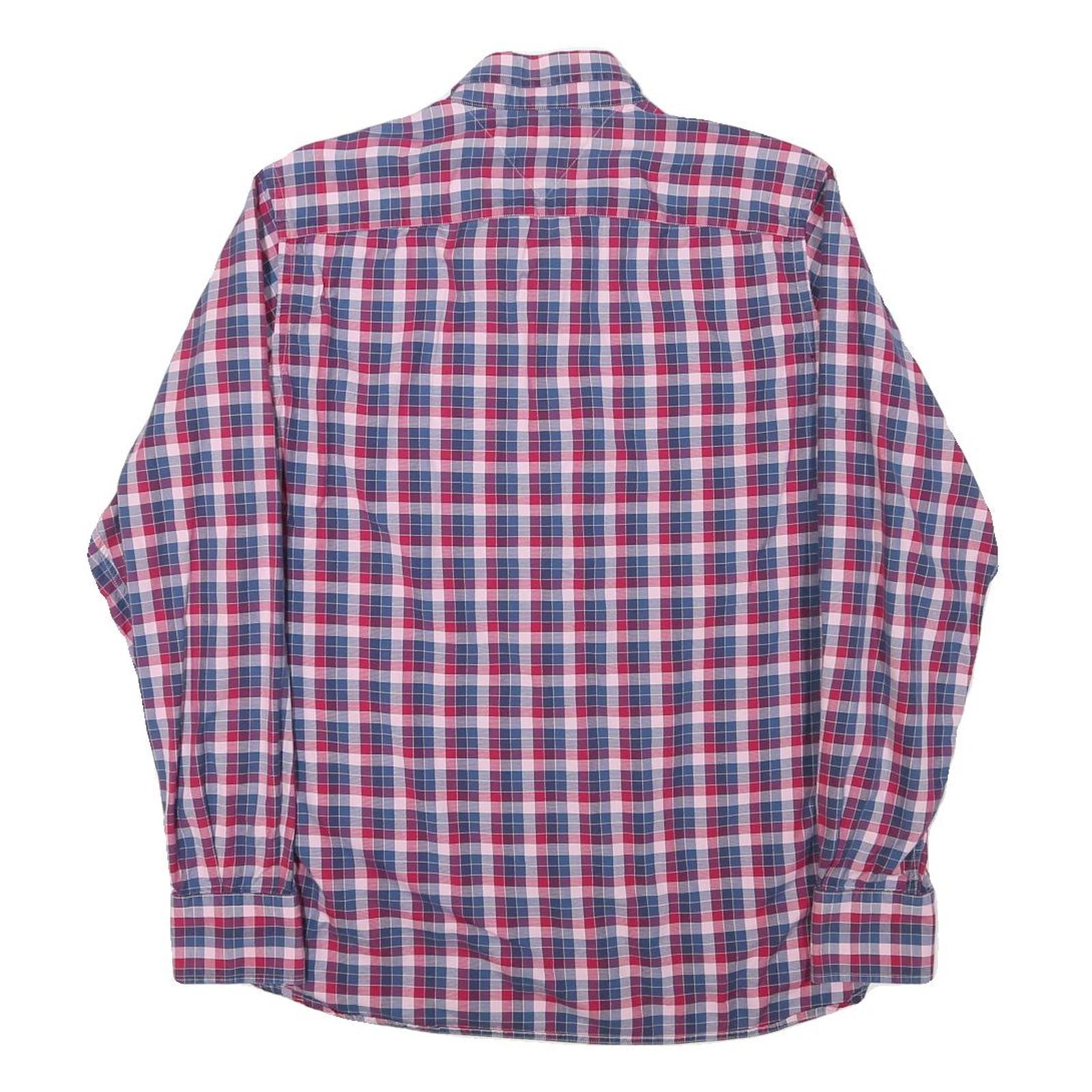 TOMMY HILFIGER Mens Red & Blue Check Shirt M Button Down Cotton Blend Casual