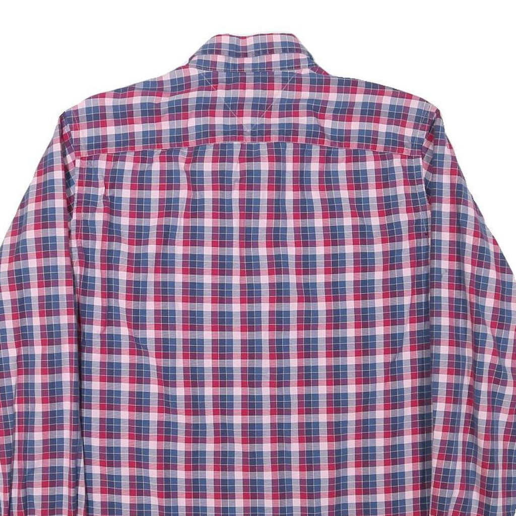 TOMMY HILFIGER Mens Red & Blue Check Shirt M Button Down Cotton Blend Casual