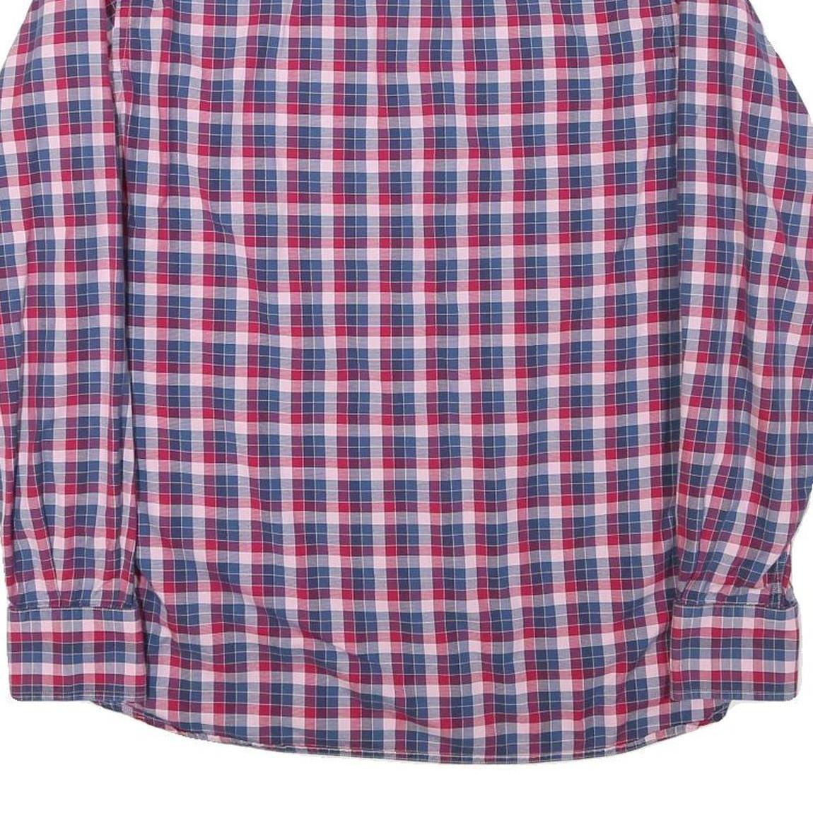 TOMMY HILFIGER Mens Red & Blue Check Shirt M Button Down Cotton Blend Casual