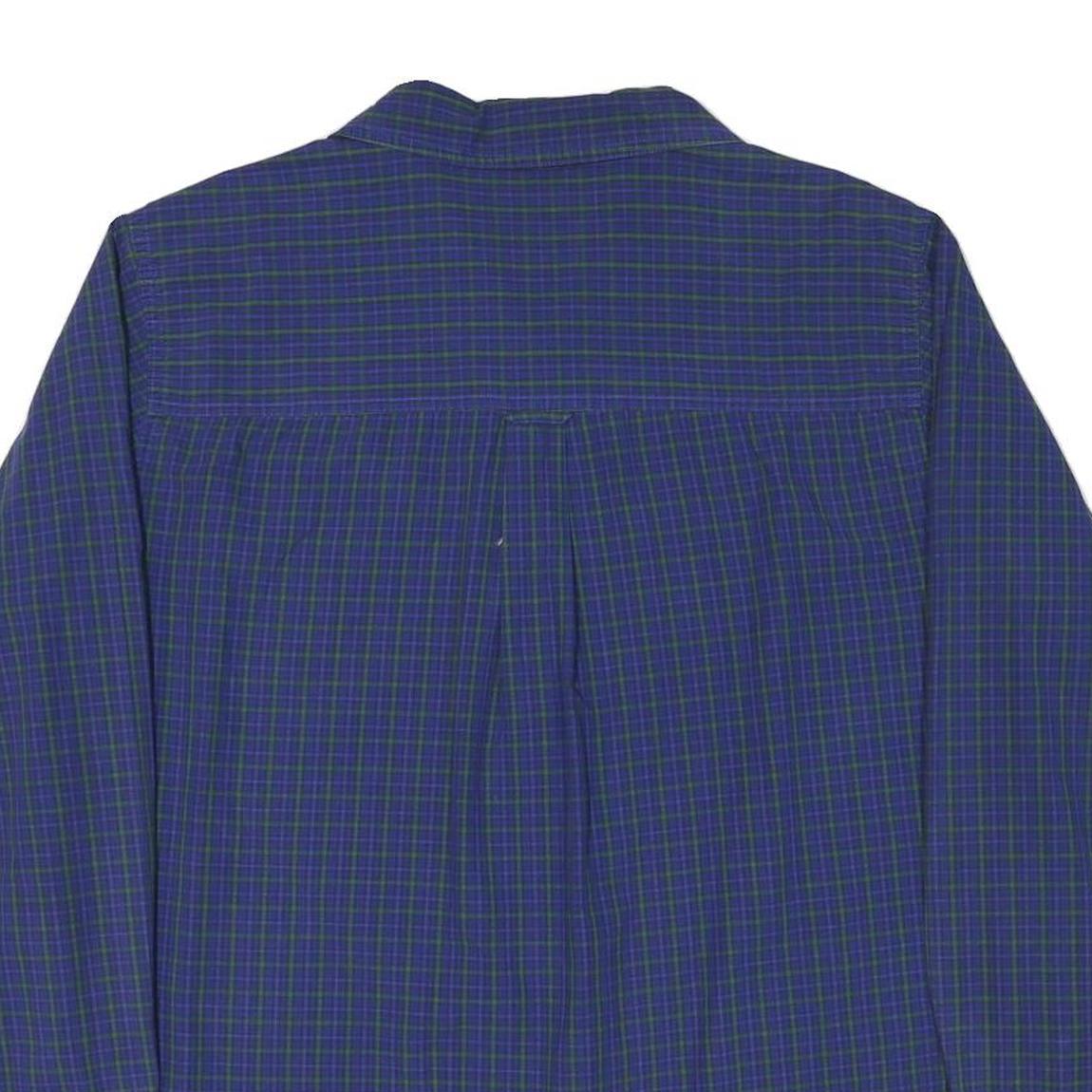 CHAPS Mens Blue & Green Checked Shirt XL Cotton Blend Long Sleeve Classic