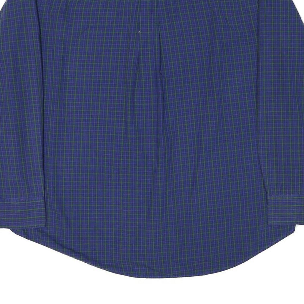 CHAPS Mens Blue & Green Checked Shirt XL Cotton Blend Long Sleeve Classic