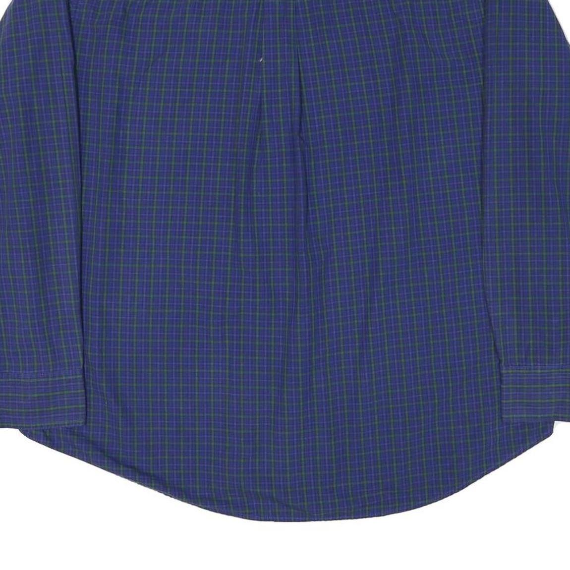 CHAPS Mens Blue & Green Checked Shirt XL Cotton Blend Long Sleeve Classic